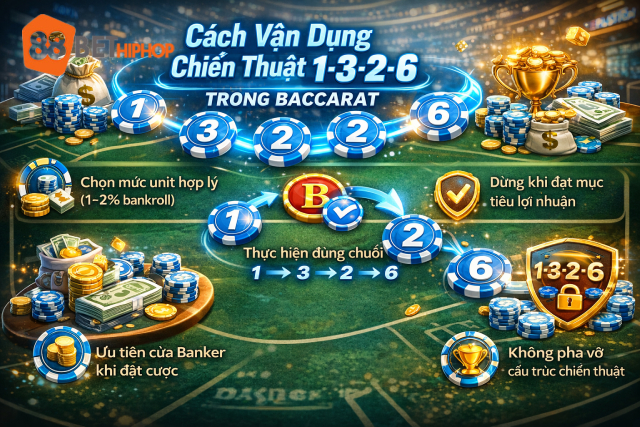 Thực chiến chiến thuật 1-3-2-6 tại 188BET Ứng dụng hệ thống 1-3-2-6 vào bàn cược Baccarat thực tế để kiểm soát rủi ro.