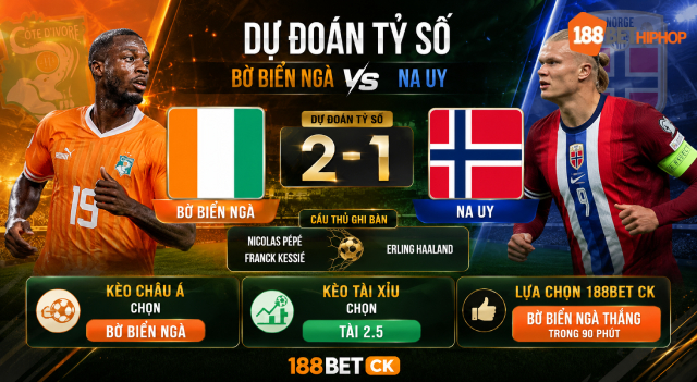 Nhận Định Bờ Biển Ngà Vs Na Uy (0h, 1/7): Cân Tài Cân Sức 2 Nhận định Bờ Biển Ngà vs Na Uy với dự đoán từ chuyên gia 188BET CK