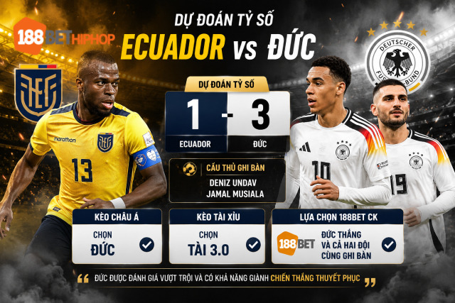 188BET Nhận Định Ecuador Vs Đức (03h, 26/6): Ecuador Lực Bất Tòng Tâm? 2 Phùng Trâm Anh 188BET CK dự đoán kết quả nhận định Ecuador vs Đức